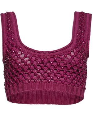 DIOTIMA Top Crop Con Perline - Viola