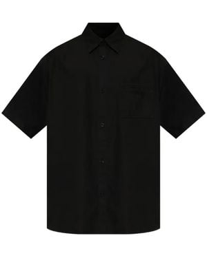 Iceberg Logo-Embroidered Chest-Pocket Shirt - Black