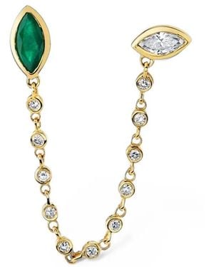 SHAY Emerald And Diamond Chain Link Stud Earring - Metallic