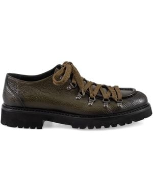 Calce Leather Lace-Up Trainers - Brown