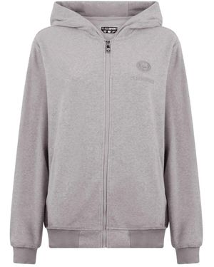 Philipp Plein Zip-Up Patch-Detail Hoodie - Grey