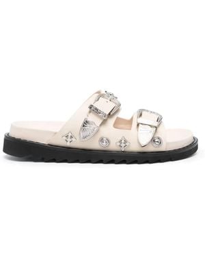 Toga Sandali Slides Con Borchie - Bianco