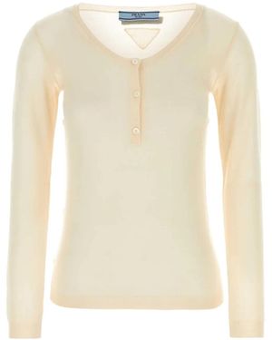 Prada Triangle-Logo Jumper - Natural