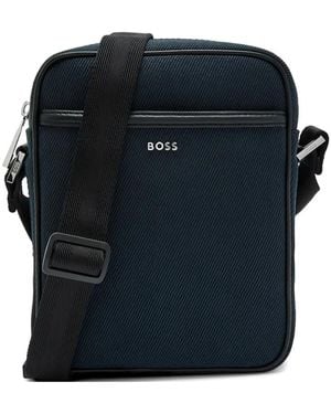 BOSS Canvas Reporter Bag With Logo Lettering - Blue