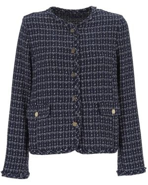 Marella Woven-Texture Jacket - Blue