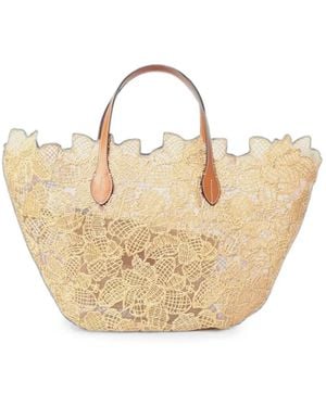 Ermanno Scervino Floral-Lace Tote Bag - Natural