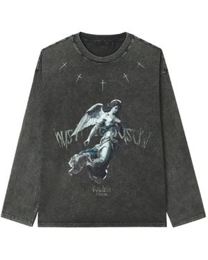 FIVE CM Angel-Print Long-Sleeved T-Shirt - Black