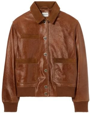 Claudie Pierlot Point-Collar Leather Jacket - Brown