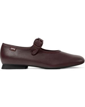 Camper Casi Myra Buckle-Strap Flats Court Shoes - Brown