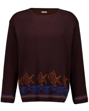 Bode Strickpullover Mit Fisch - Lila
