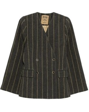 Uma Wang Striped Double-Breasted Blazer - Green