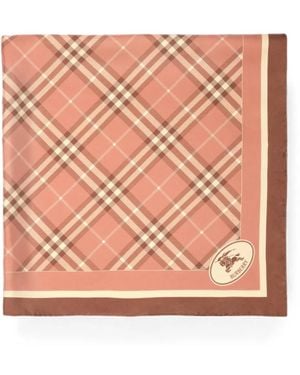 Burberry Check Knight Stamp Silk Scarf - Pink