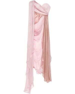 IRIS SERBAN Alexa Draped One-Shoulder Gown - Pink