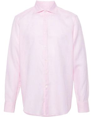 Canali Spread-Collar Linen Shirt - Pink