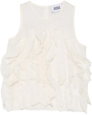 Alpha Studio Ruffled Top - White