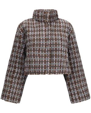 GONGDID DESIGN Tartan-Pattern Padded Jacket - Brown