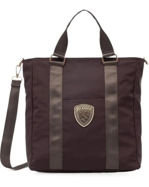 Blauer Logo-Patch Tote Bag - Brown
