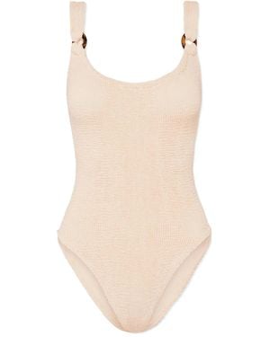 Hunza G Ring-Detail Swimsuit - Natural
