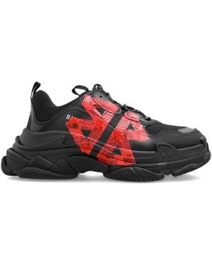 Balenciaga Triple S Tape-Detail Trainers - Red