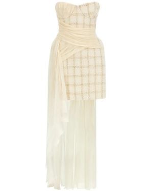 Elisabetta Franchi Robe En Tweed À Coupe Courte - White