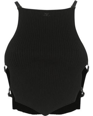 Courreges クロップド トップ - ブラック