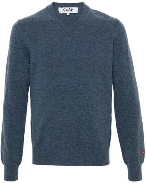 COMME DES GARÇONS PLAY Jumper Small Emblem Knit Clothing - Blue