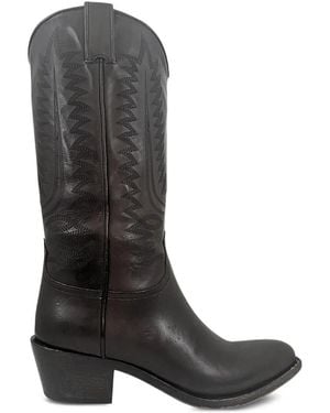 Sartore Bottines D'Inspiration Western À Broderies - Black