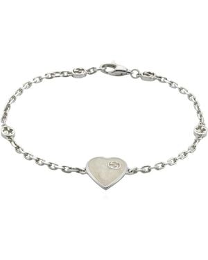 Gucci Gg Armband Mit Herzanhänger - Weiß