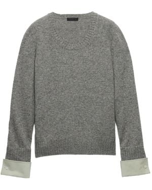Prada Pullover Mit U-Ausschnitt Aus Wolle - Grau