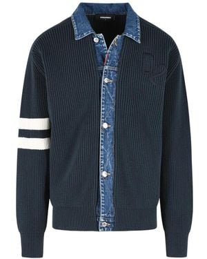 DSquared² デニムカラーリブカーディガン - ブルー