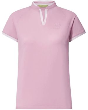 Shanghai Tang Tang Playmaker Band-Collar Short-Sleeve T-Shirt - Pink