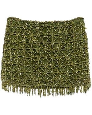 Cult Gaia Minifalda Con Cuentas Y Flecos - Verde