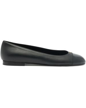 Bally Toe-Cap B-Chain Leather Ballet Flat - Black