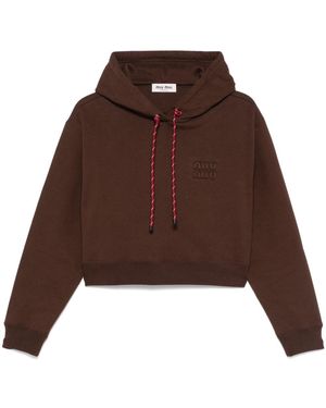 Miu Miu Sudadera con capucha y logo bordado - Marrón