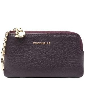 Coccinelle Zip-Up Charm-Detail Leather Wallet - Purple