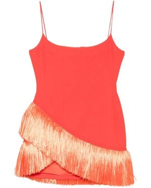 David Koma Robe Courte À Franges - Rouge