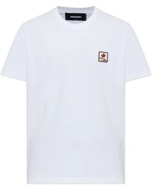 DSquared² Ski Leaf Cool Logo-Patch T-Shirt - White