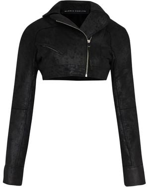 Gloria Coelho Faux-Leather Cropped Jacket - Black