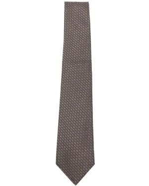 Canali Micro-Pattern Silk Tie - White