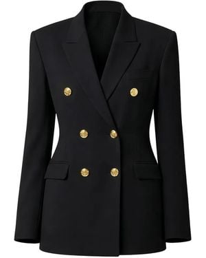 Elisabetta Franchi Double-Breasted Button Blazer - Black