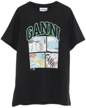 Ganni Organic Cotton T-Shirt - Black