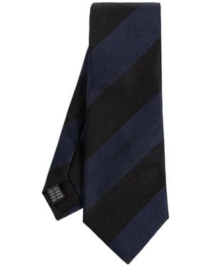 Givenchy Diagonal-Stripe Logo-Embroidered Silk Tie - Blue