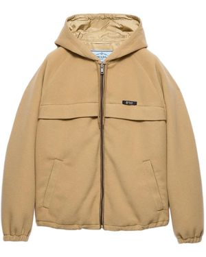 Prada Hooded Raglan Jacket - Natural