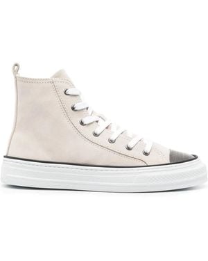 Brunello Cucinelli Monili-Embellished High-Top Sneakers - Natural