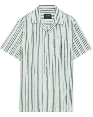 Drake's Camicia A Righe A Maniche Corte - Blu