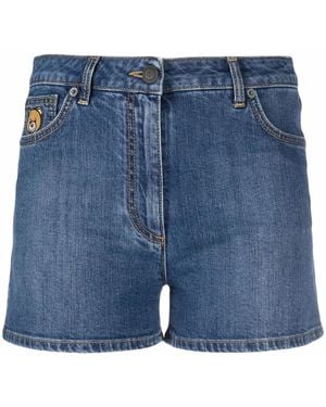 Moschino Pantalones Vaqueros Cortos Con Parche Teddy Bear - Azul