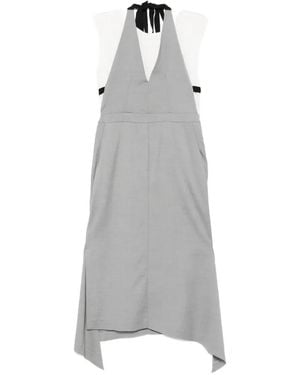 Tela V-Neck Halterneck Midi Dress - Grey