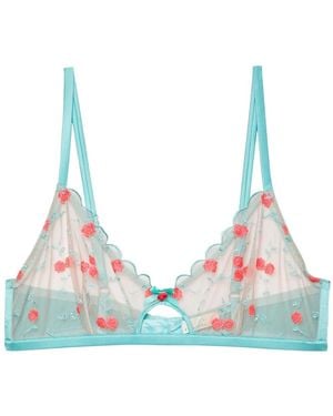 Fleur du Mal Bralette Rose And Vine Con Ricamo - Blu