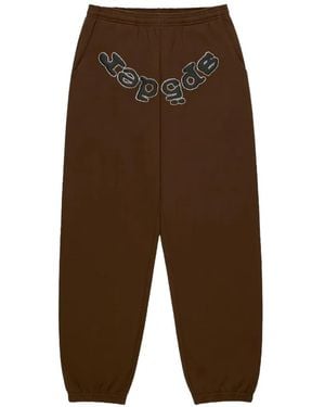 Sp5der Rhinestone-Logo Trousers - Brown