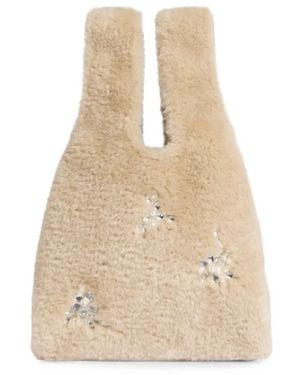 Simone Rocha Embellished Faux-Fur Tote Bag - White